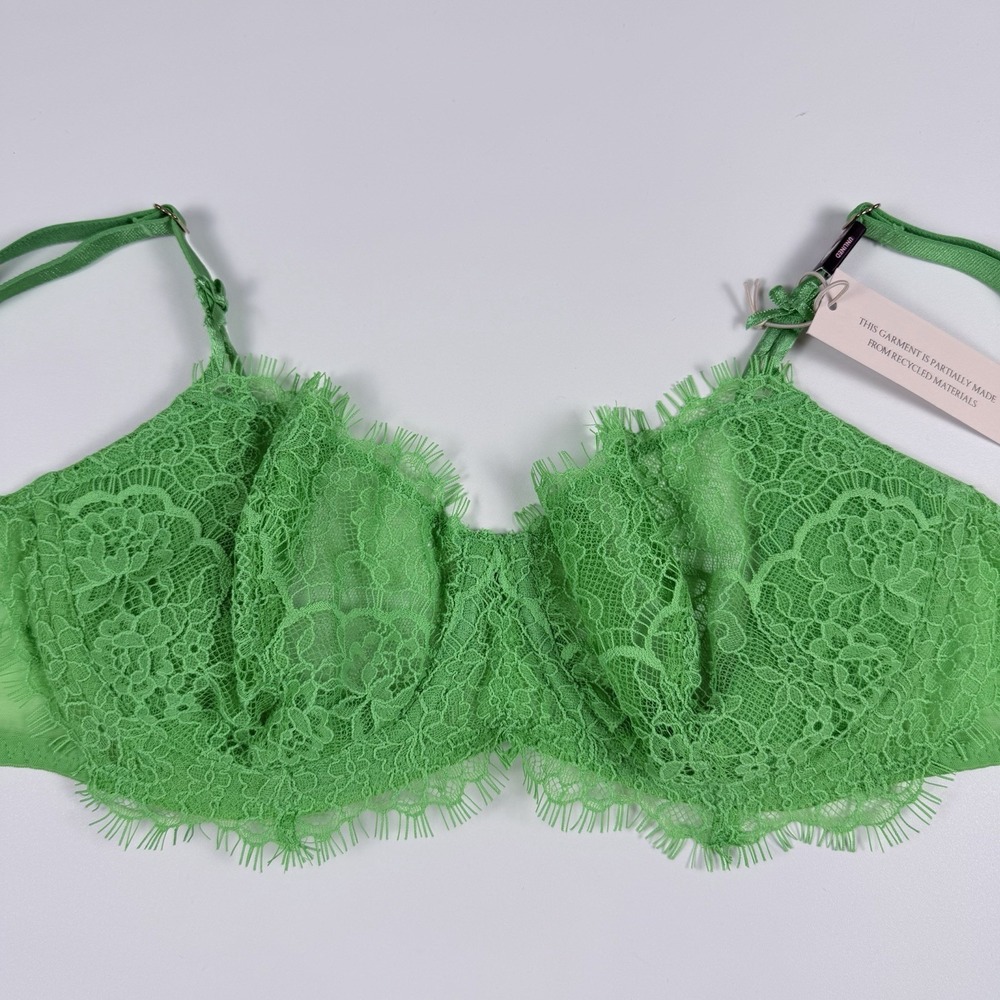 Victoria's Secret Dream Angels Unlined Uplift Sling Lace Bra Bright Green 36B - Picture 1 of 4